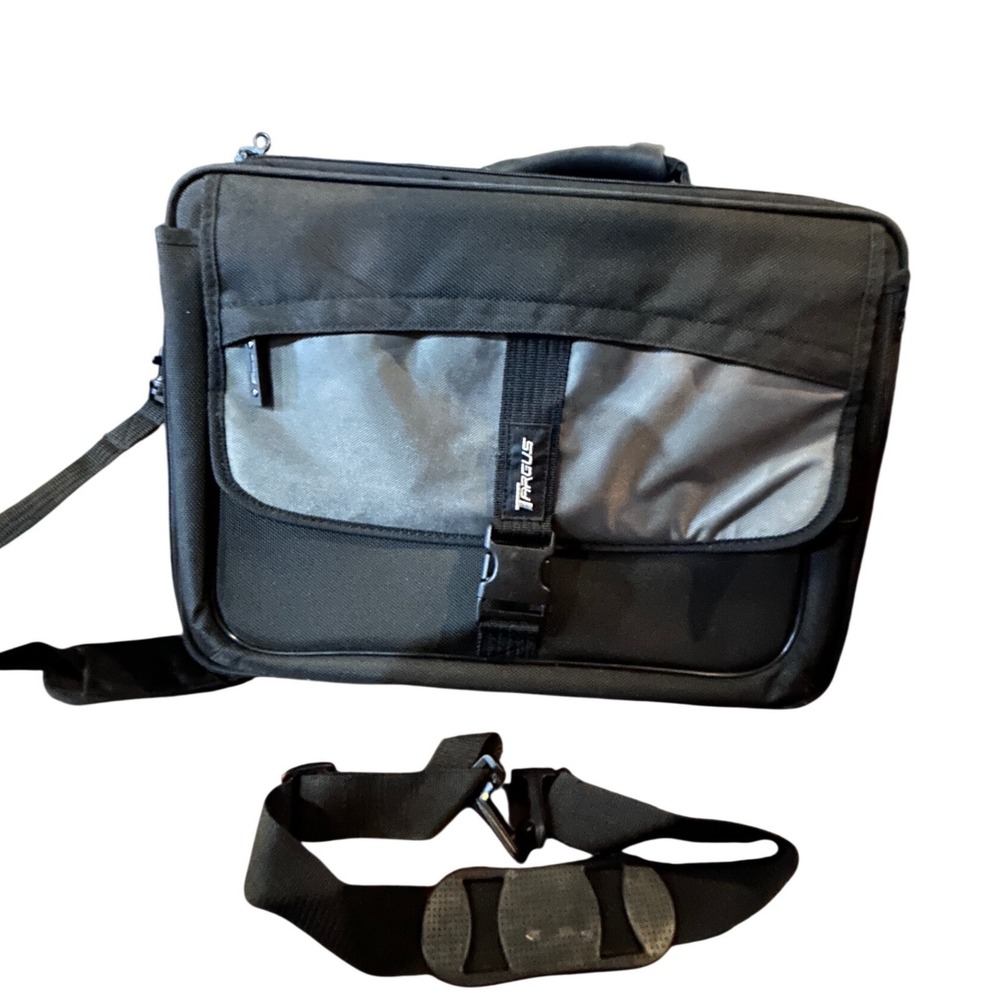 Targus Laptop Briefcase Messenger Bag Black Gray‎ Mens Womens Excellent Padded